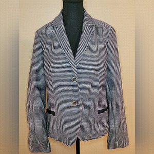 TOMMY HILFIGER Blazer, Navy Blue and White Stripes, Size Small